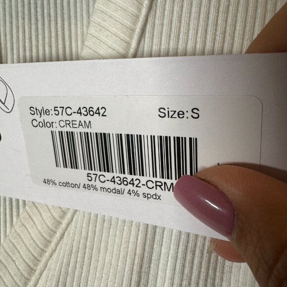 NWT Bobi Los Angeles Cream Ribbed Belted Sleeveless Jumpsuit – Women’s Small - Picture 5 of 6